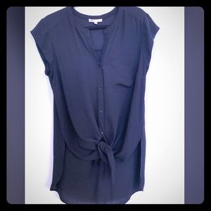 Nordstrom DR2 Tie Front Blouse-Black